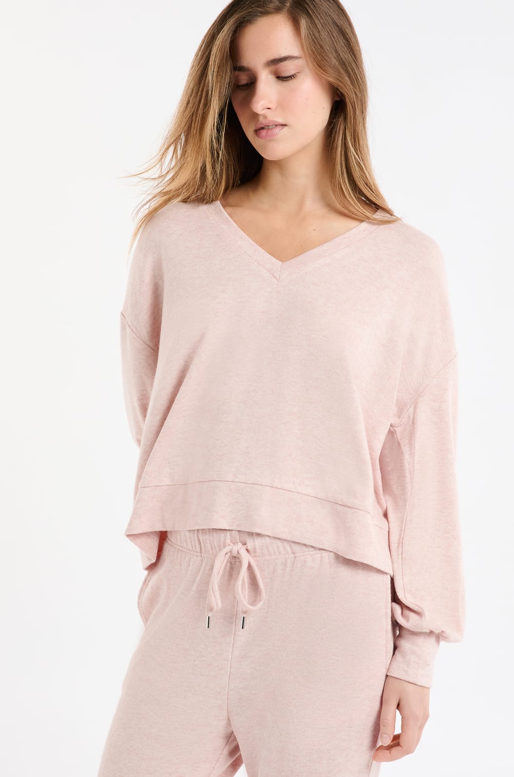 Sweatshirt de pyjama col V;${refinementColor}