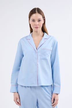 Chemise de pyjama à manches longues en coton;${refinementColor}