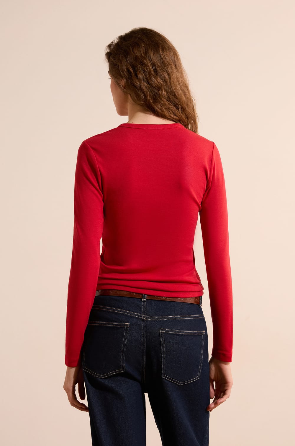 T-shirt manches longues en coton modal;${refinementColor}