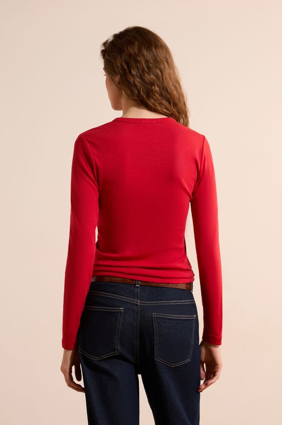 T-shirt manches longues en coton modal;${refinementColor}