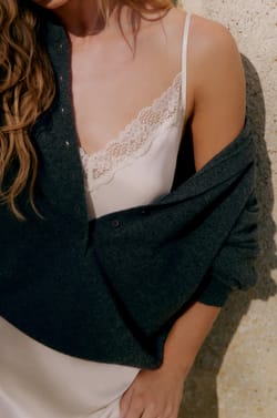 Silk Nightdress with Lace Details;${refinementColor}