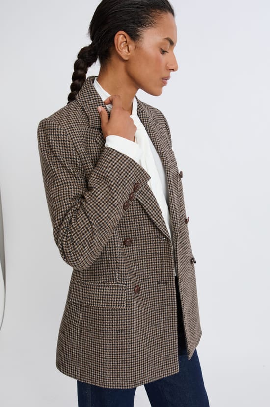Veste blazer à carreaux;${refinementColor}