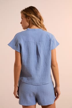 Cotton Gauze Pyjama Shirt;${refinementColor}