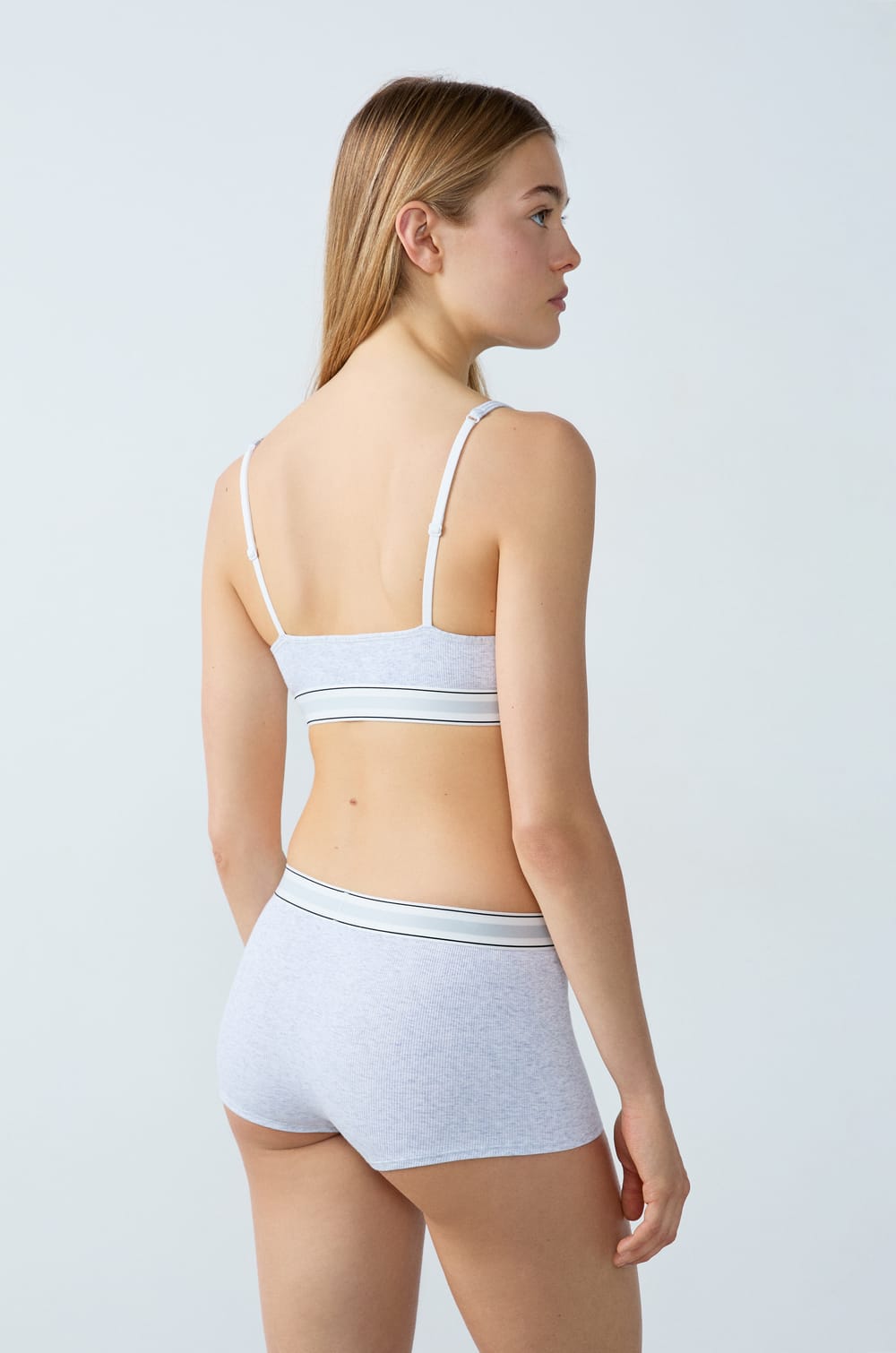 Cotton Ribbed Bralette;${refinementColor}