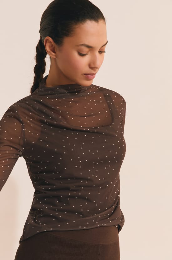 T-shirt manches longues en tulle;${refinementColor}