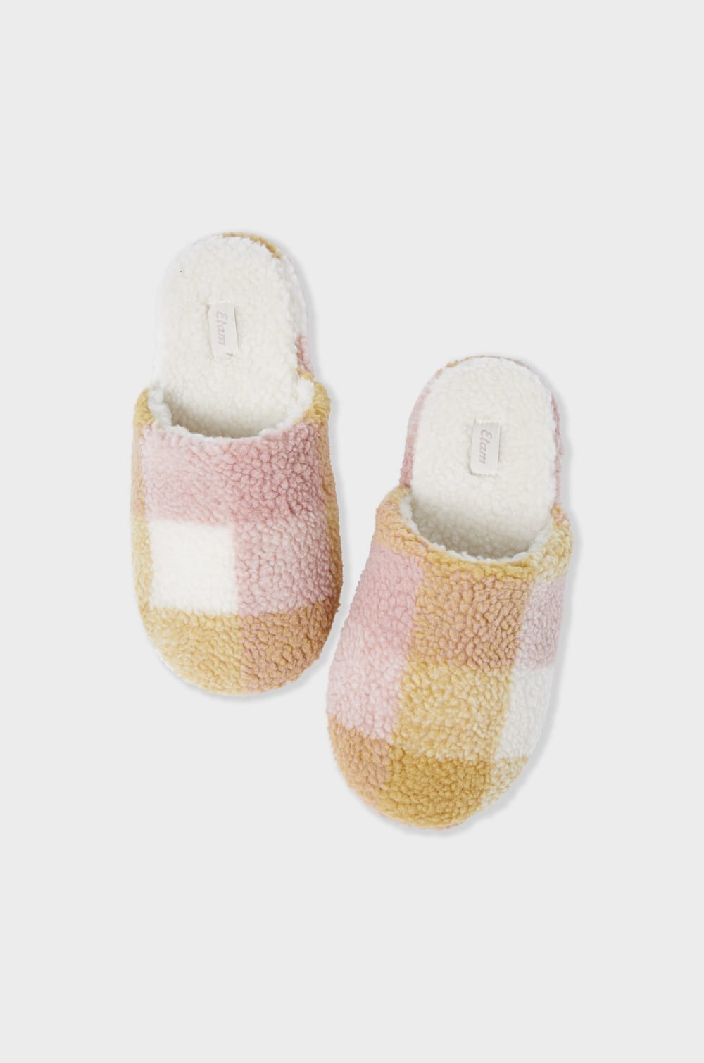 Chaussons mules polaires à carreaux;${refinementColor}