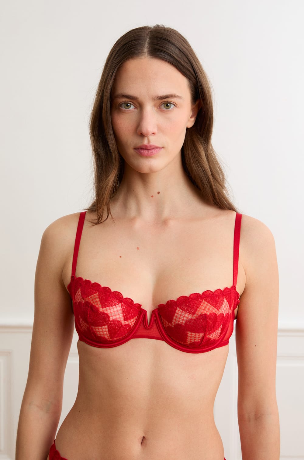 Bra N.9 - Balconette with Heart Embroidery;${refinementColor}