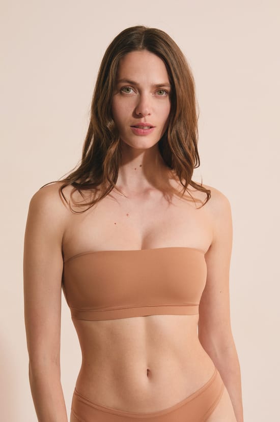 Soutien-gorge bandeau en microfibre;${refinementColor}