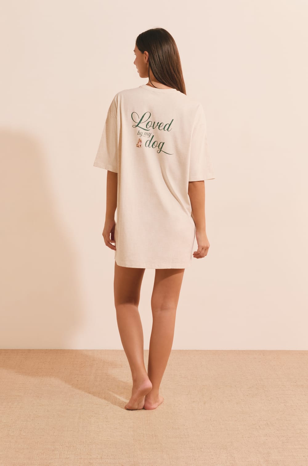 Chemise de nuit en coton avec inscription " Puppy energy;${refinementColor}