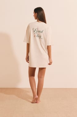 Chemise de nuit en coton avec inscription " Puppy energy;${refinementColor}