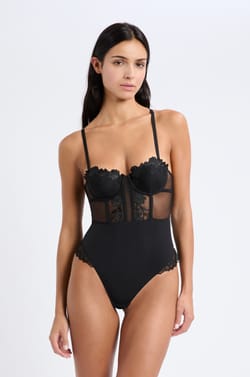 Bodysuit with embroidered cups;${refinementColor}