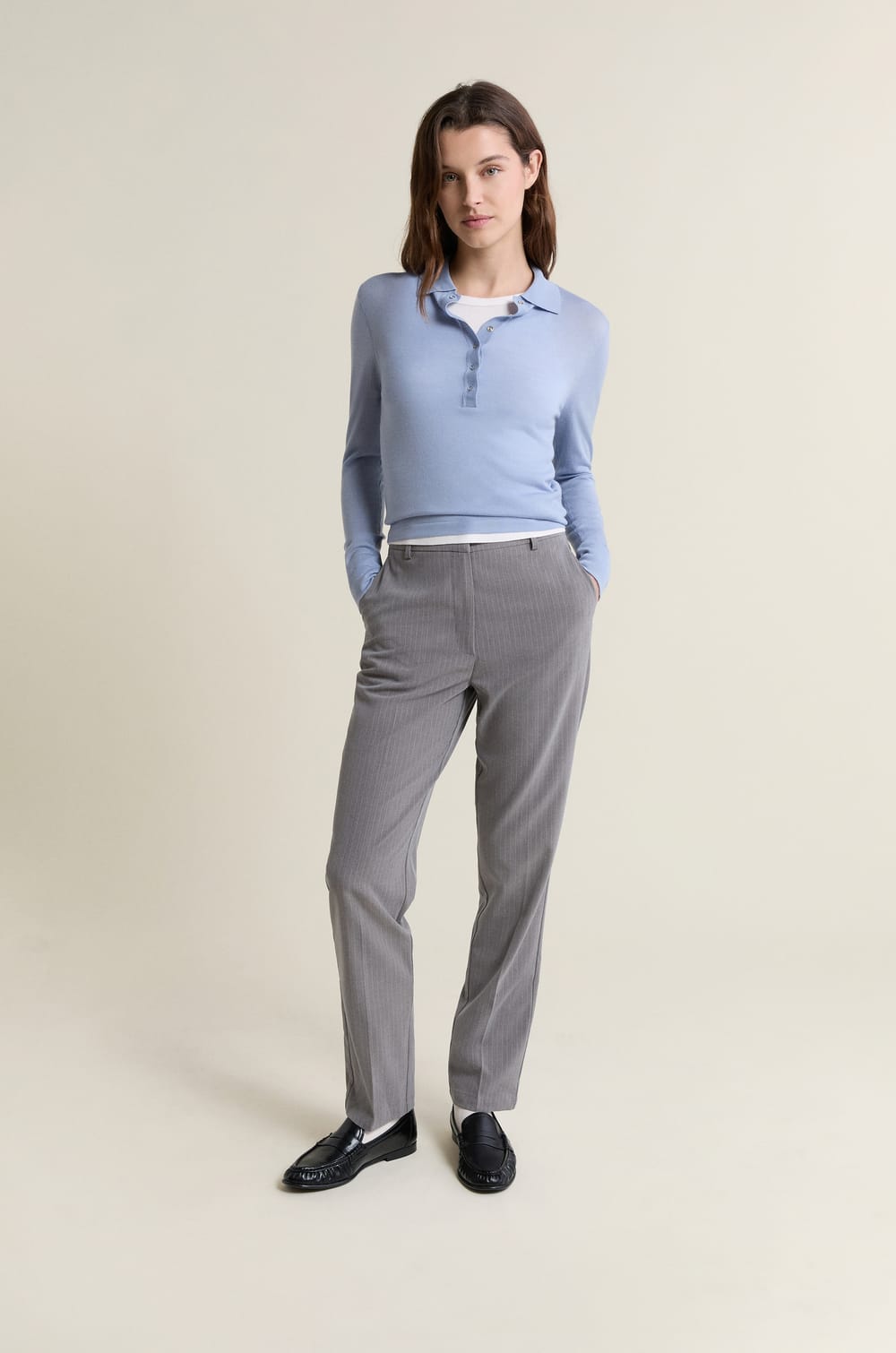 Polo manches longues 100% laine;${refinementColor}