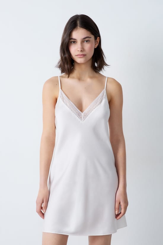 Short Satin Nightdress;${refinementColor}