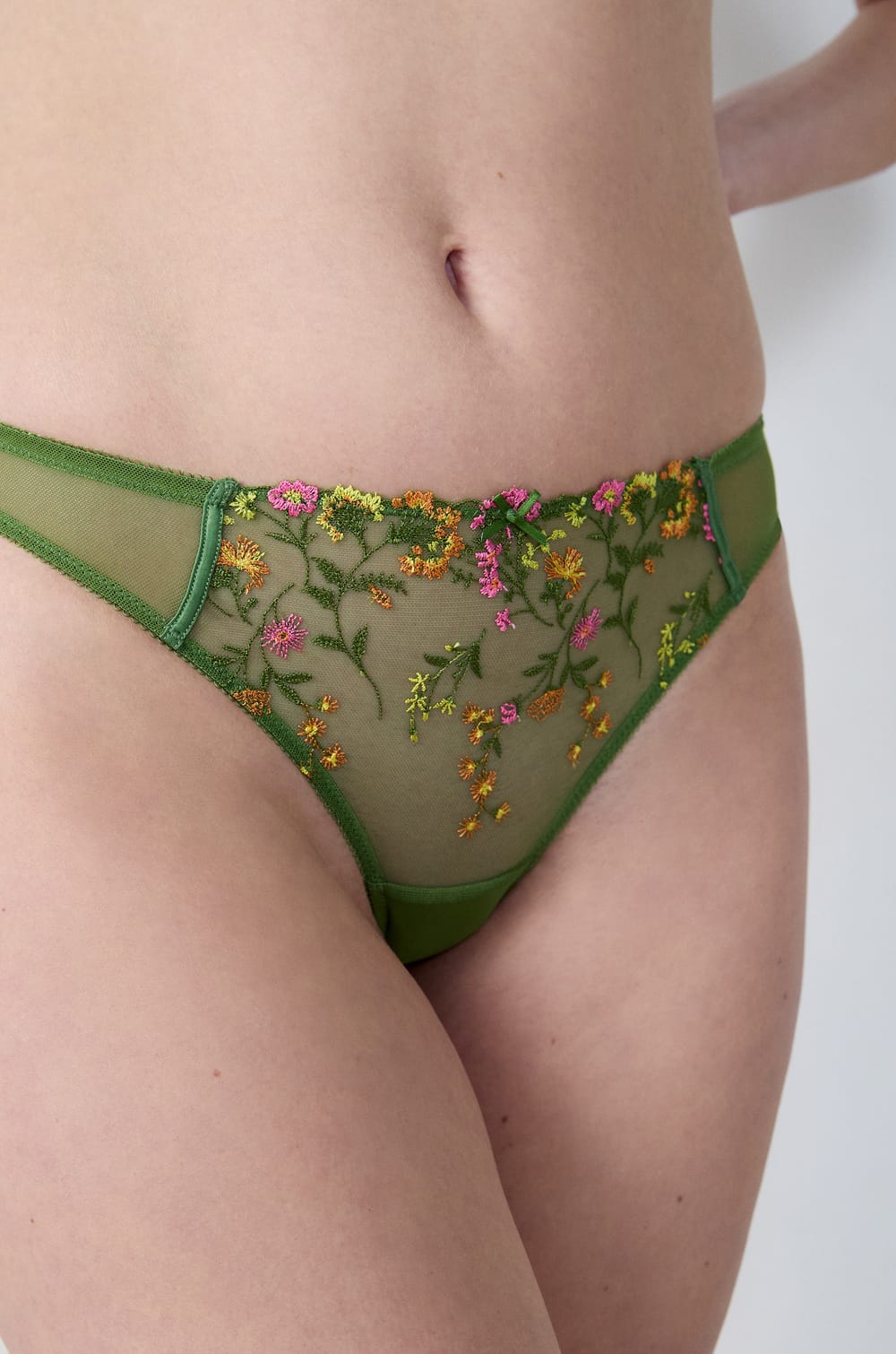 Embroidered Tulle Thong;${refinementColor}