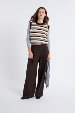 Pull sans manches à rayures;${refinementColor}