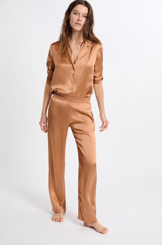 Pantalon de pyjama en soie;${refinementColor}