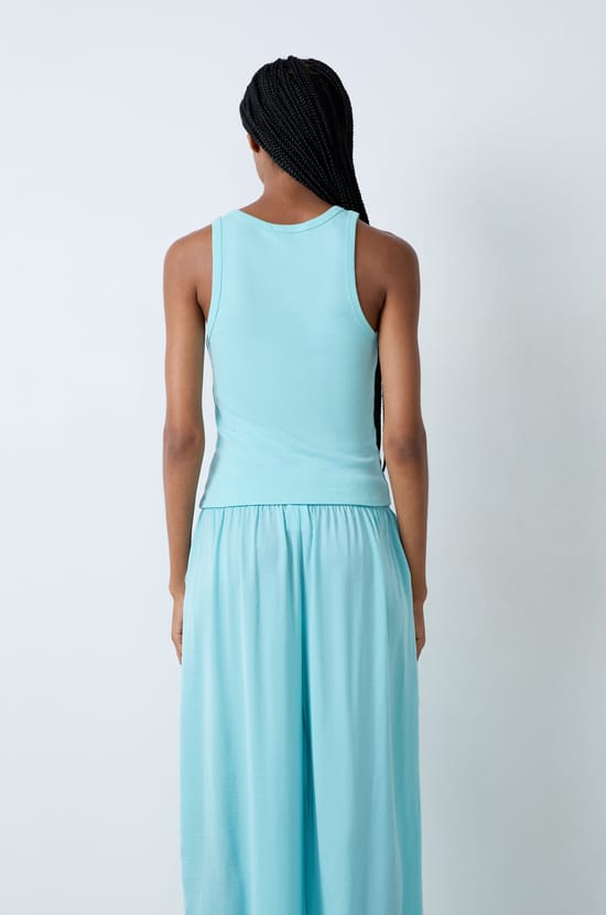 Débardeur en coton côtelé;${refinementColor}