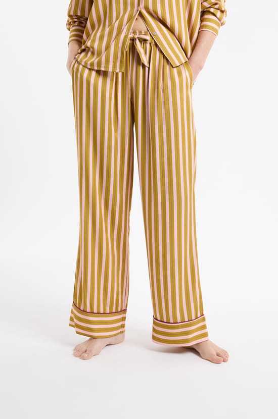 Pantalon de pyjama bicolore &agrave; rayures;${refinementColor}