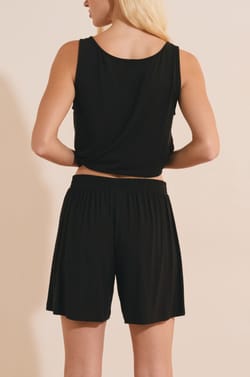 Pantal&oacute;n corto de pijama liso de modal;${refinementColor}