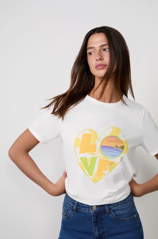 T-shirt manches courtes en coton Love;${refinementColor}