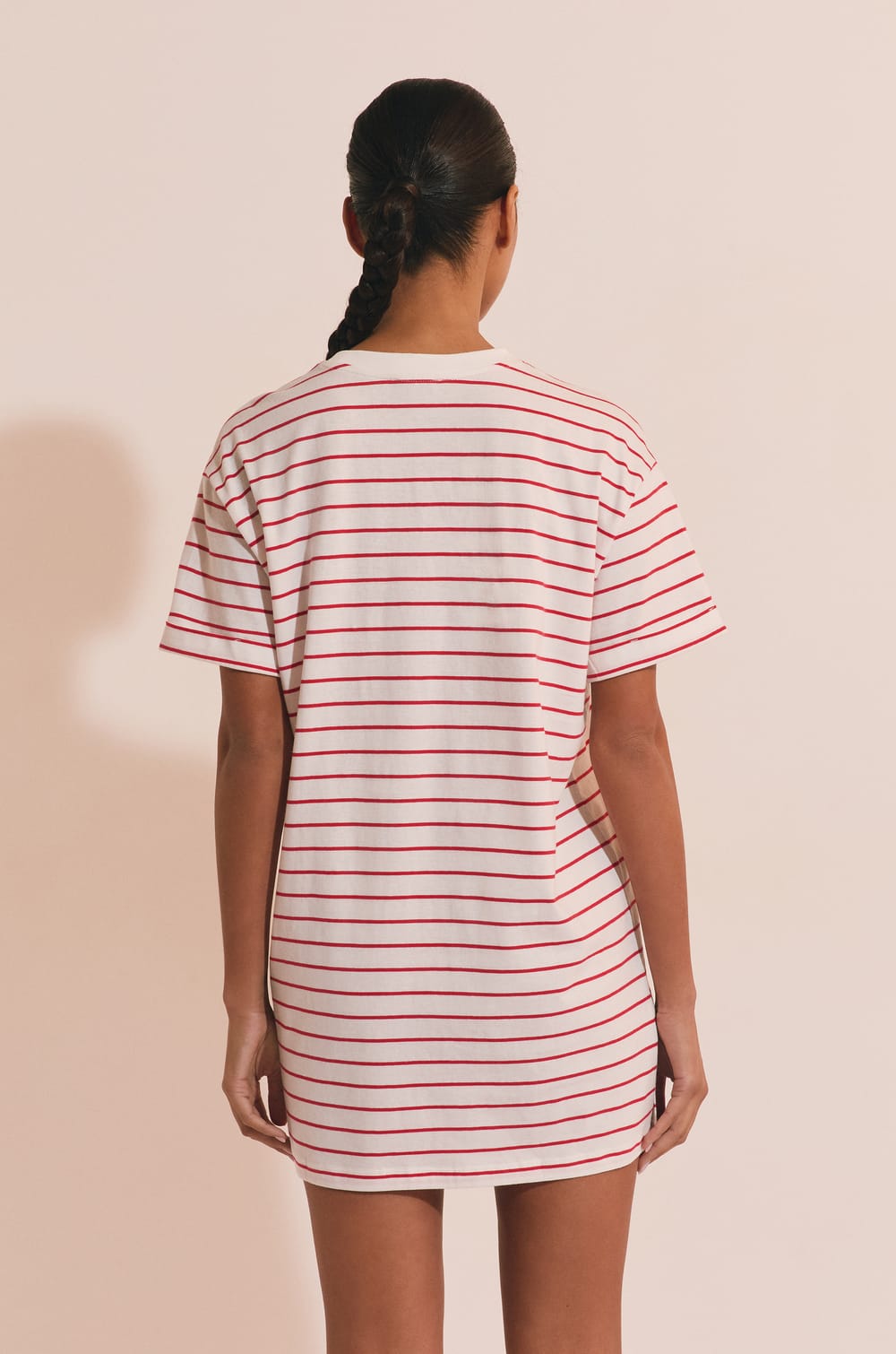 Robe T-shirt &agrave; rayures avec inscription "sea sun" en coton;${refinementColor}