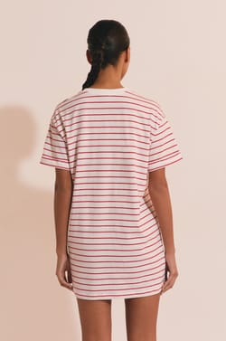 Robe T-shirt &agrave; rayures avec inscription "sea sun" en coton;${refinementColor}