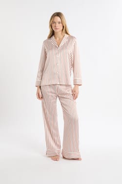 Striped Satin Pyjama Shirt;${refinementColor}