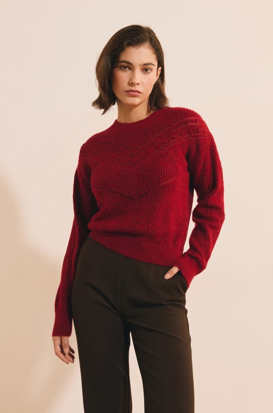 Pull manches longues en maille;${refinementColor}