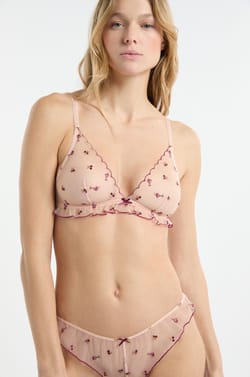 Soutien-gorge triangle à motifs brodés;${refinementColor}
