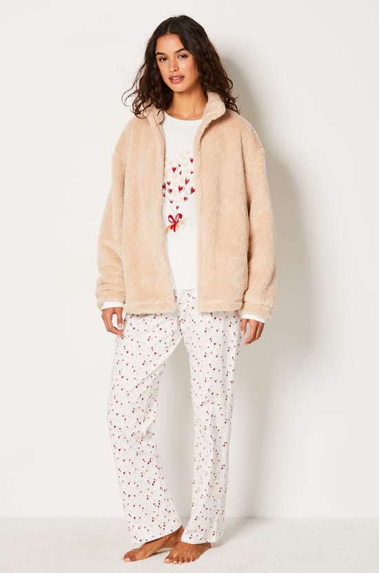 Ensemble 3 pièces de pyjamas veste polaire;${refinementColor}