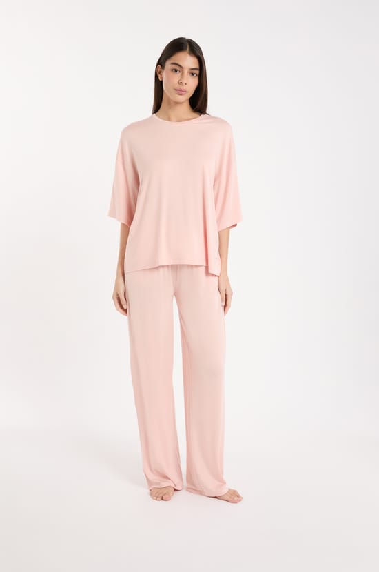 T-shirt de pyjama col rond large;${refinementColor}