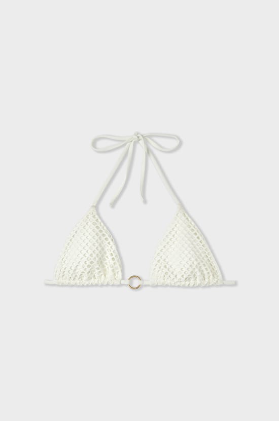 Triangle bikini top with ring detail;${refinementColor}