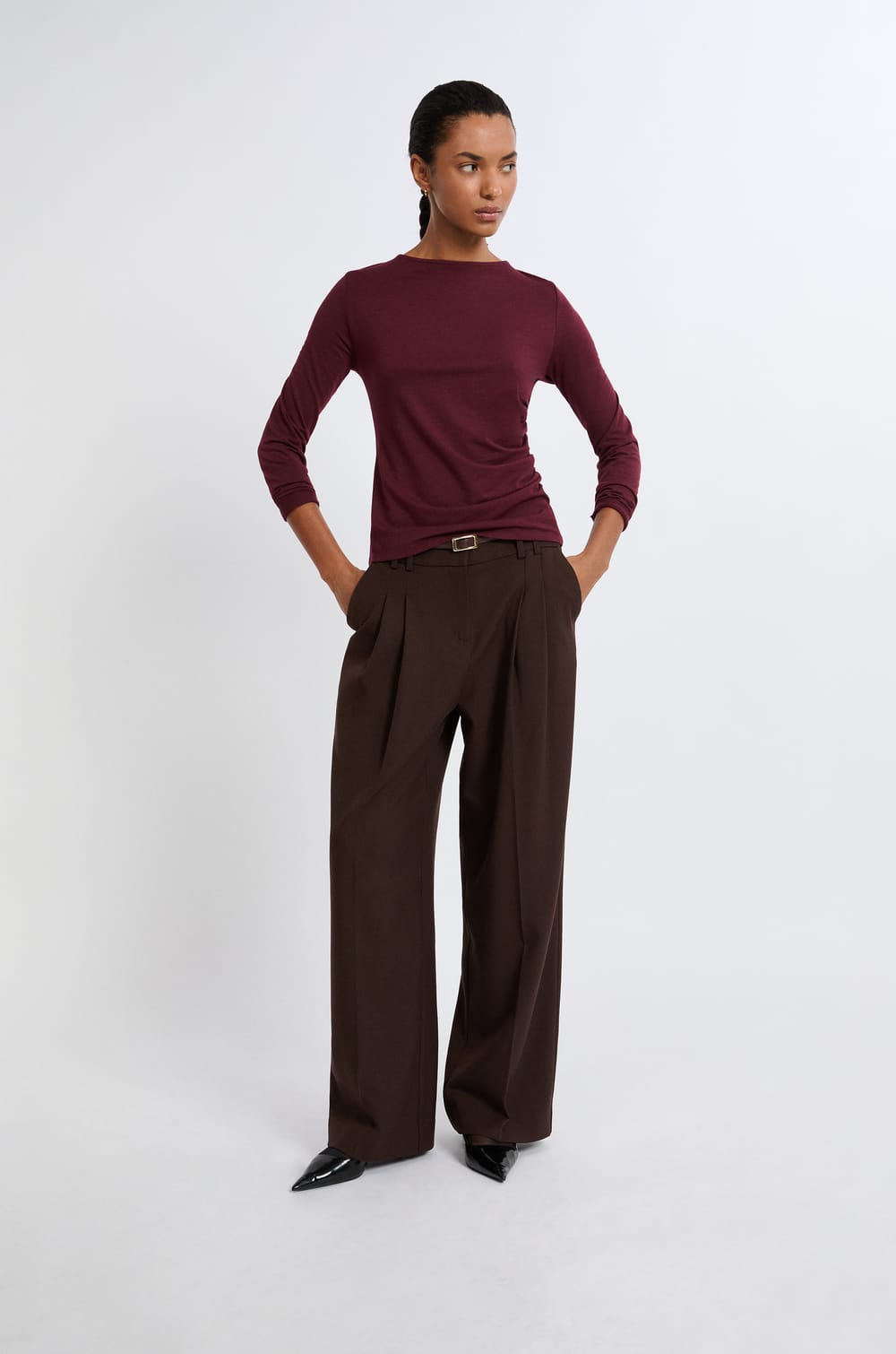 T-shirt col rond manches longues;${refinementColor}