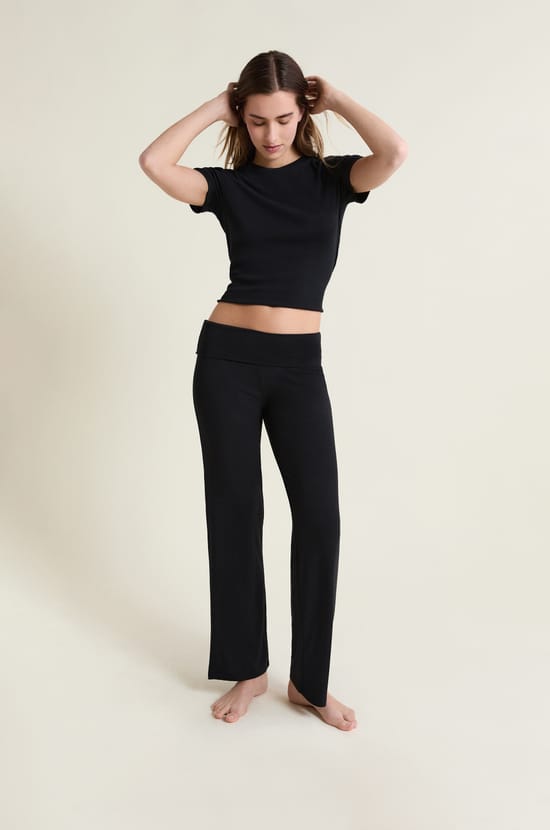 Pantalon de pyjama large en modal;${refinementColor}