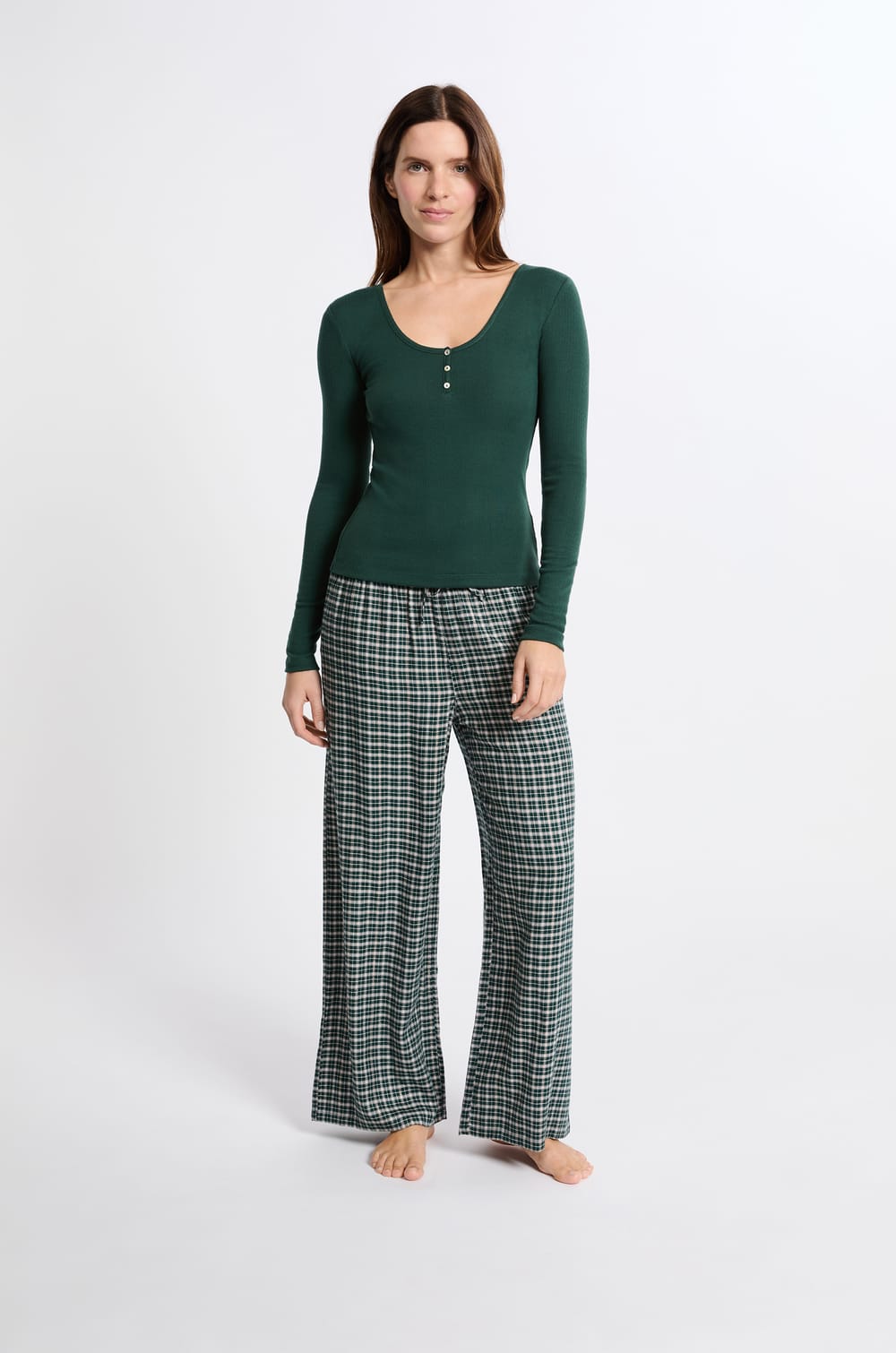 Round Neck Button-Down T-Shirt;${refinementColor}