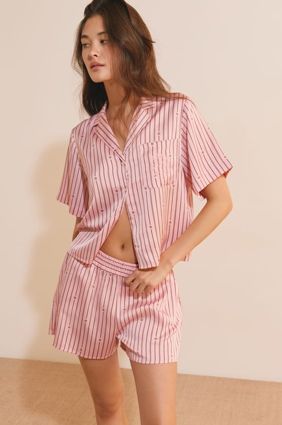 Short de pyjama &agrave; rayures;${refinementColor}