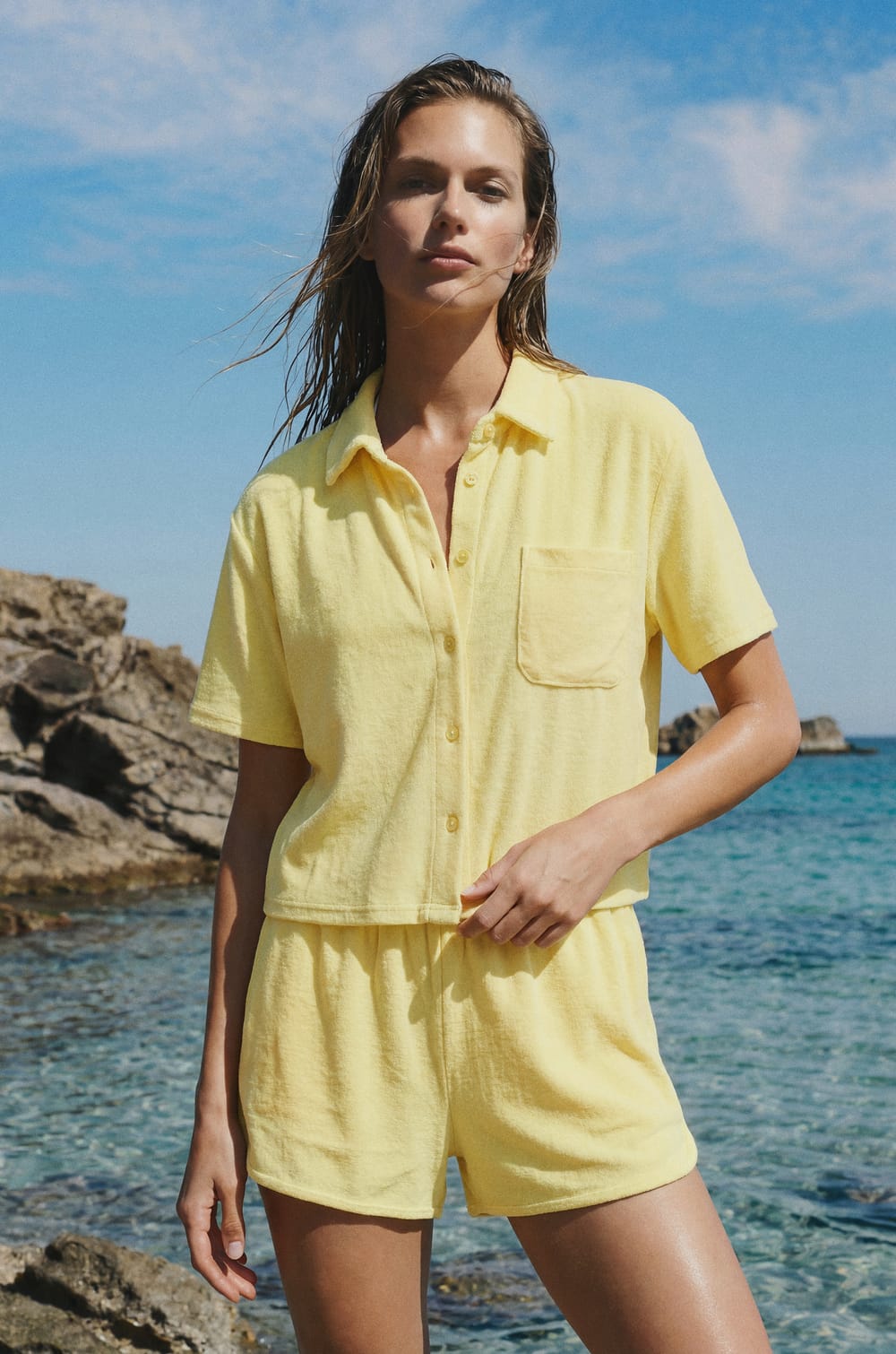 Chemise manches courtes en &eacute;ponge;${refinementColor}