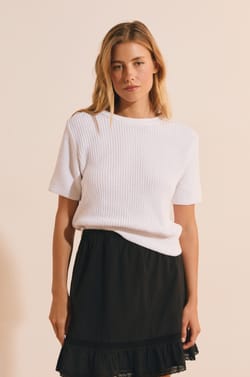 Short-sleeved Sweater with Cotton;${refinementColor}