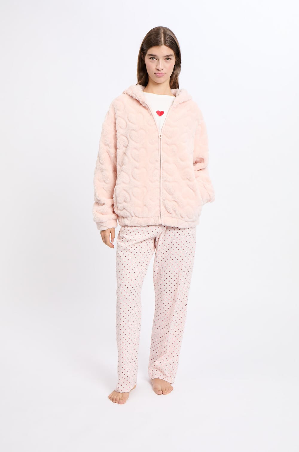 Conjunto de pijama de 3 piezas con estampado de algodón;${refinementColor}