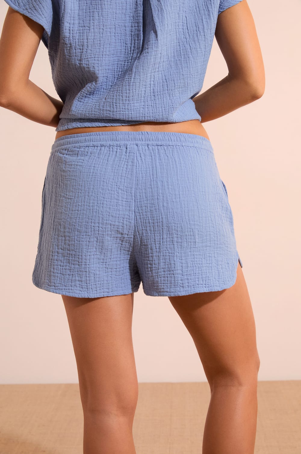 Cotton Gauze Pyjama Shorts;${refinementColor}
