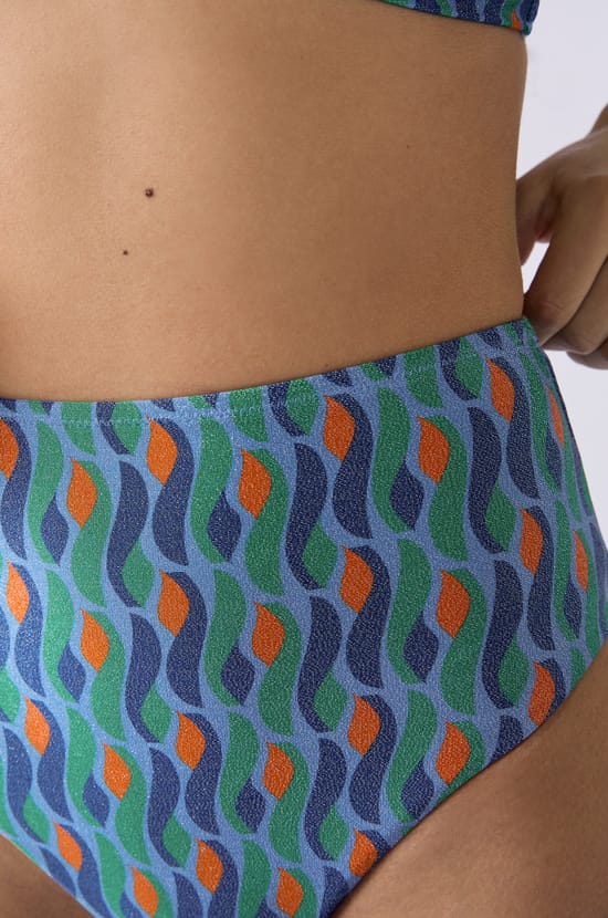 High-Waist Bikini Bottom with Sequins;${refinementColor}