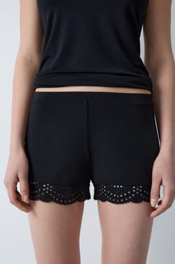 Pajama Shorts With Modal Lace Details;${refinementColor}
