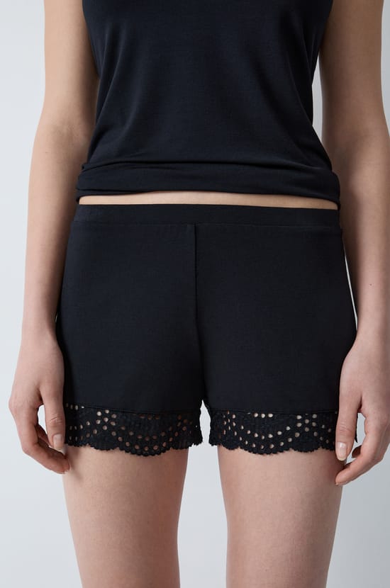 Pyjama-Shorts aus Modal mit Spitzendetails;${refinementColor}