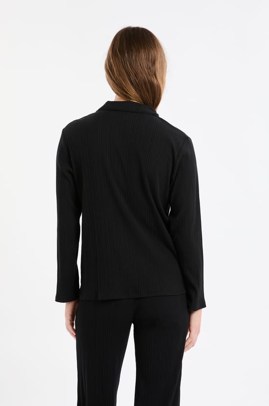 Camisa de pijama Richelieu de punto elástico;${refinementColor}