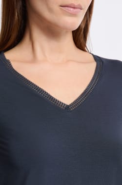 Koszulka z dekoltem V z dzianiny termicznej;${refinementColor}