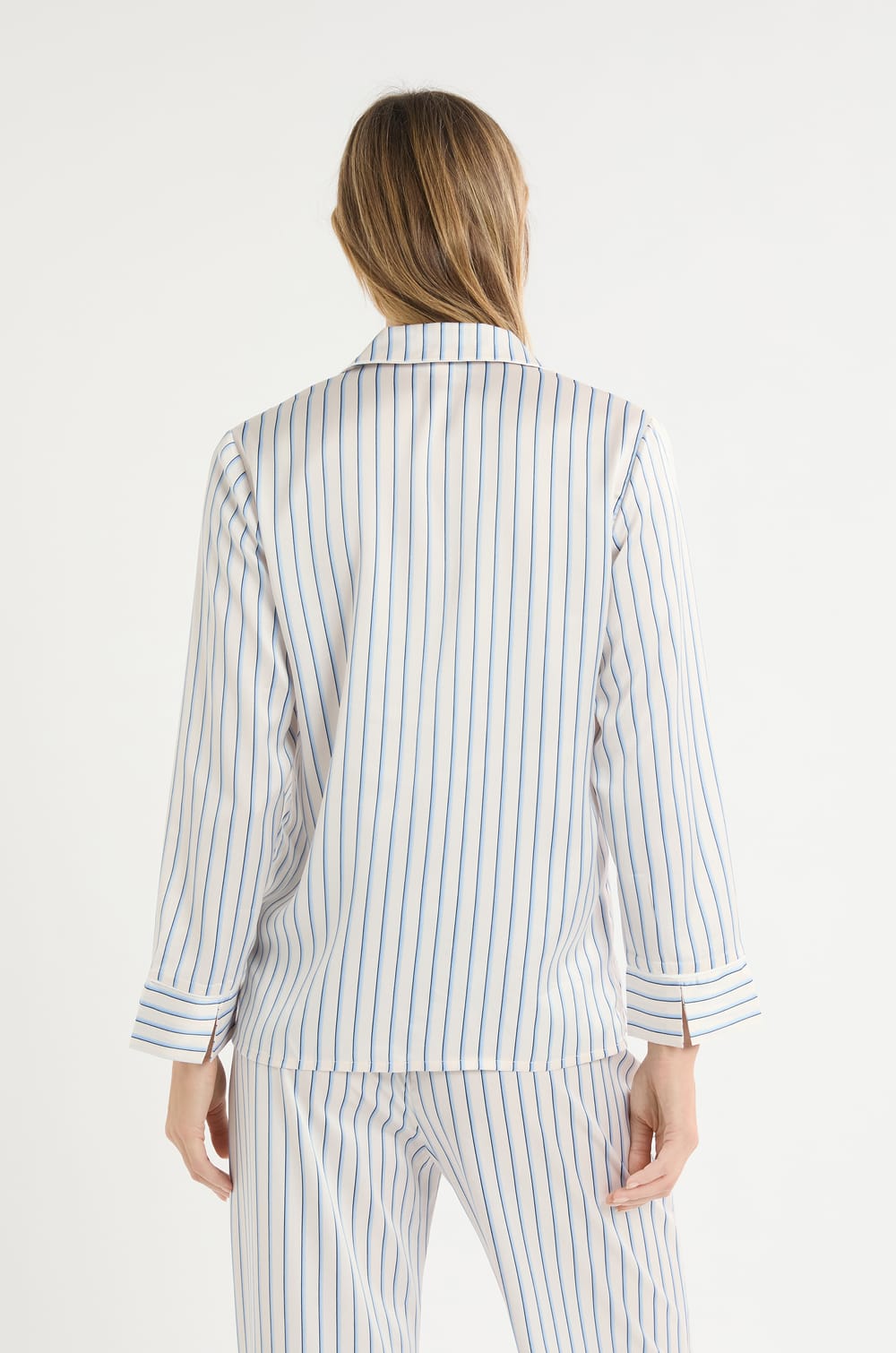 Camisa de pijama de rayas de sat&eacute;n;${refinementColor}