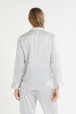 Camisa de pijama de rayas de sat&eacute;n;${refinementColor}