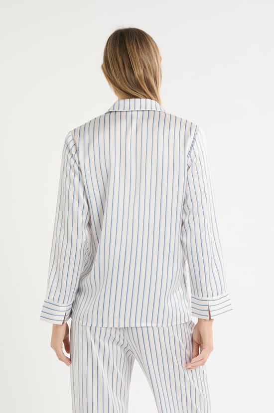Koszula piżamowa w paski z satyny;${refinementColor}