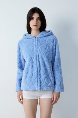 Fleece Hoodie with Heart Print;${refinementColor}