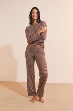 Pantalon de pyjama &agrave; rayures avec cordon de serrage;${refinementColor}